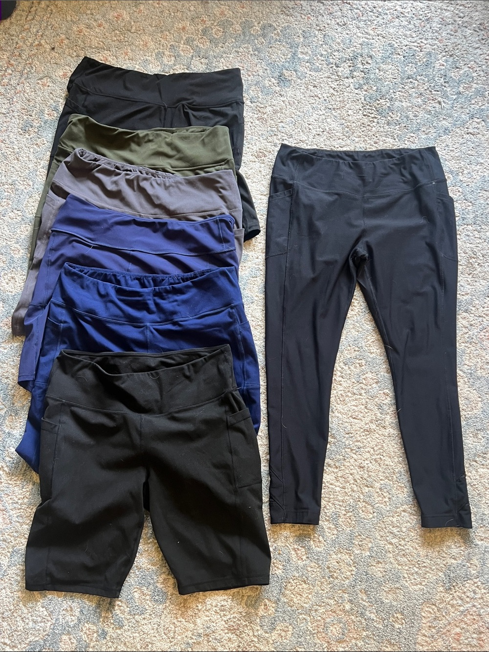 Assorted Activewear Leggings and Shorts - Black, Navy, Olive, Gray